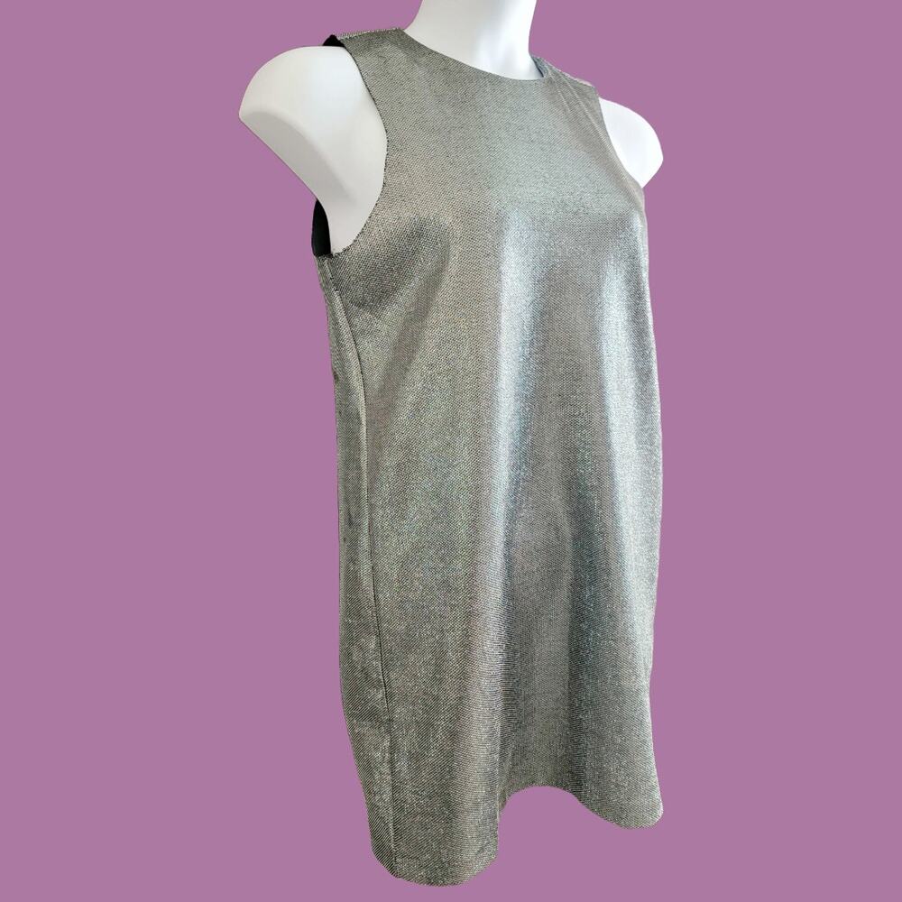 Sleeveless Shimmery Silver Shift Dress Size 10 from H&M